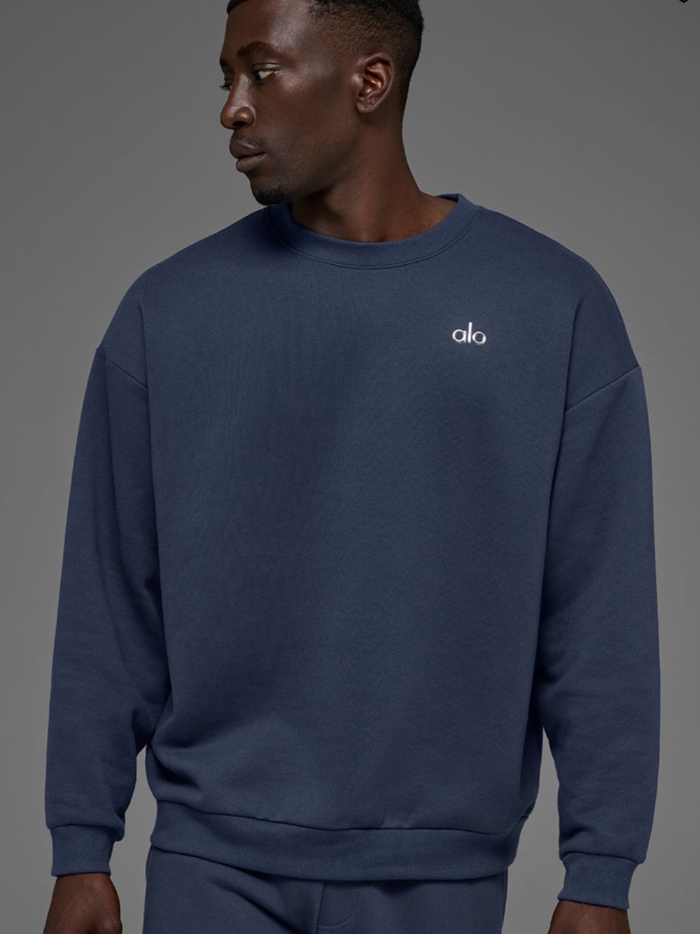 ALO Yoga allcolade Crewneck Sweatshirt in Navy Blue! New! XL